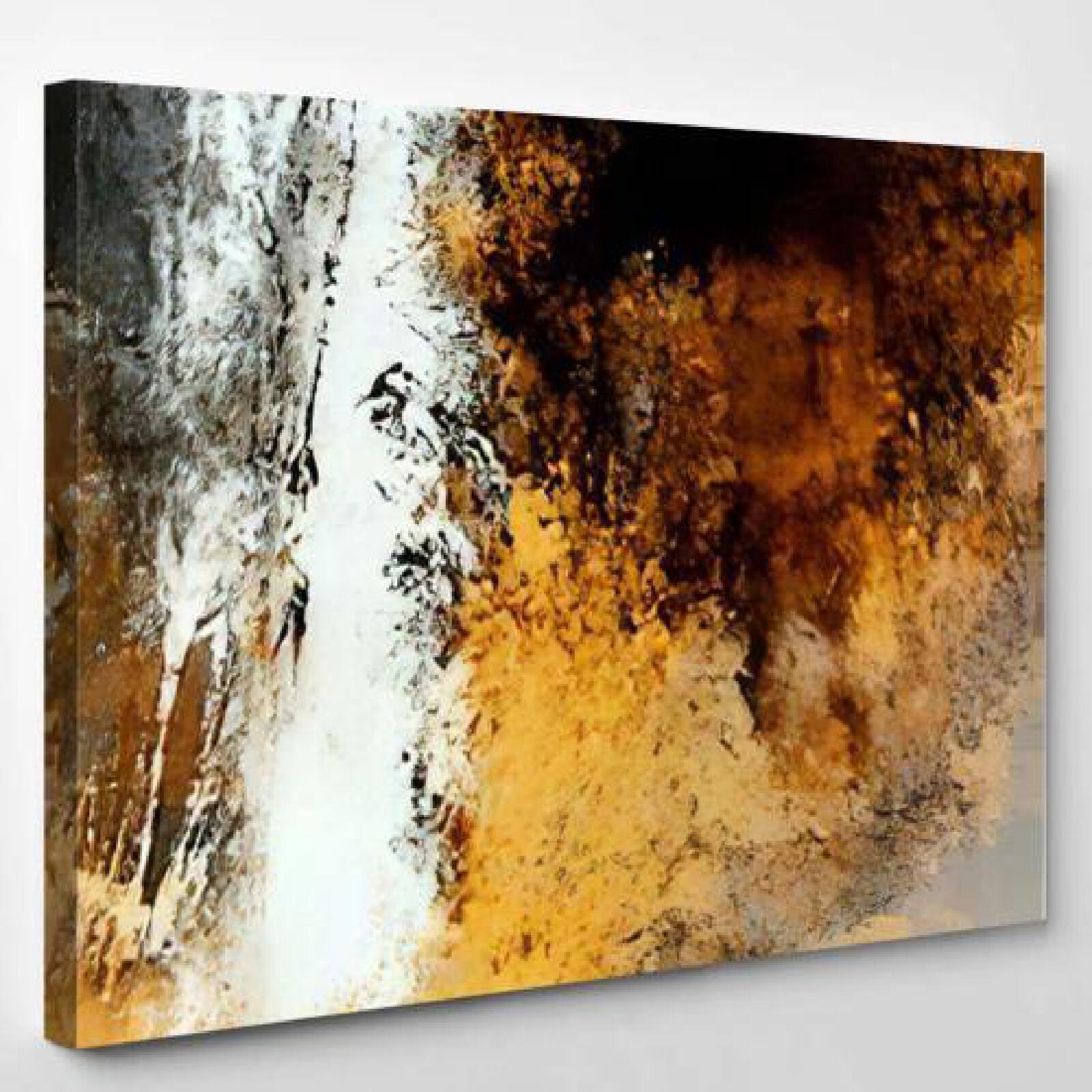 Brown Yellow Abstract Art-xinru shop