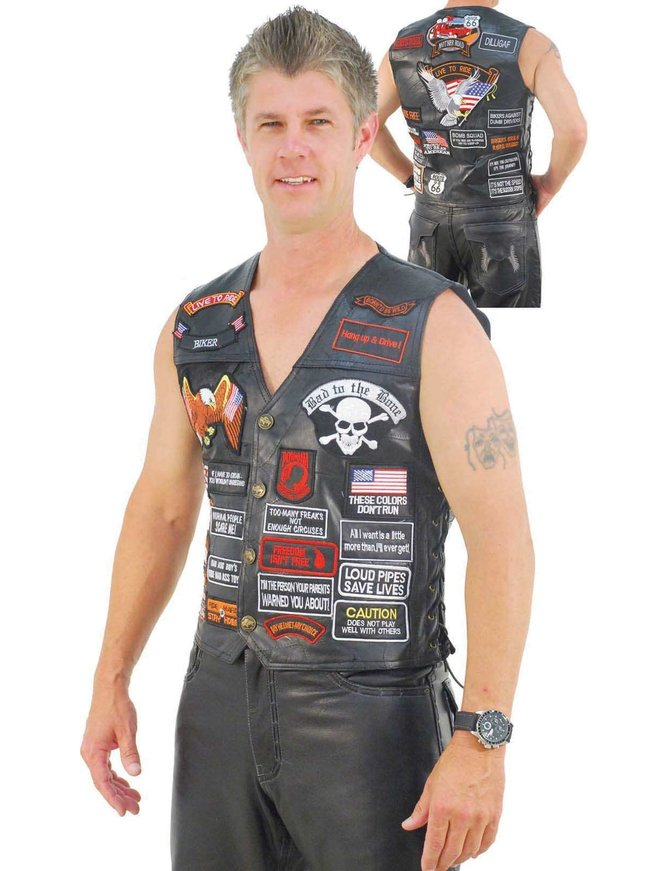 Hand Embroidery Motorcycle Leather Vest For Rider-xinru shop