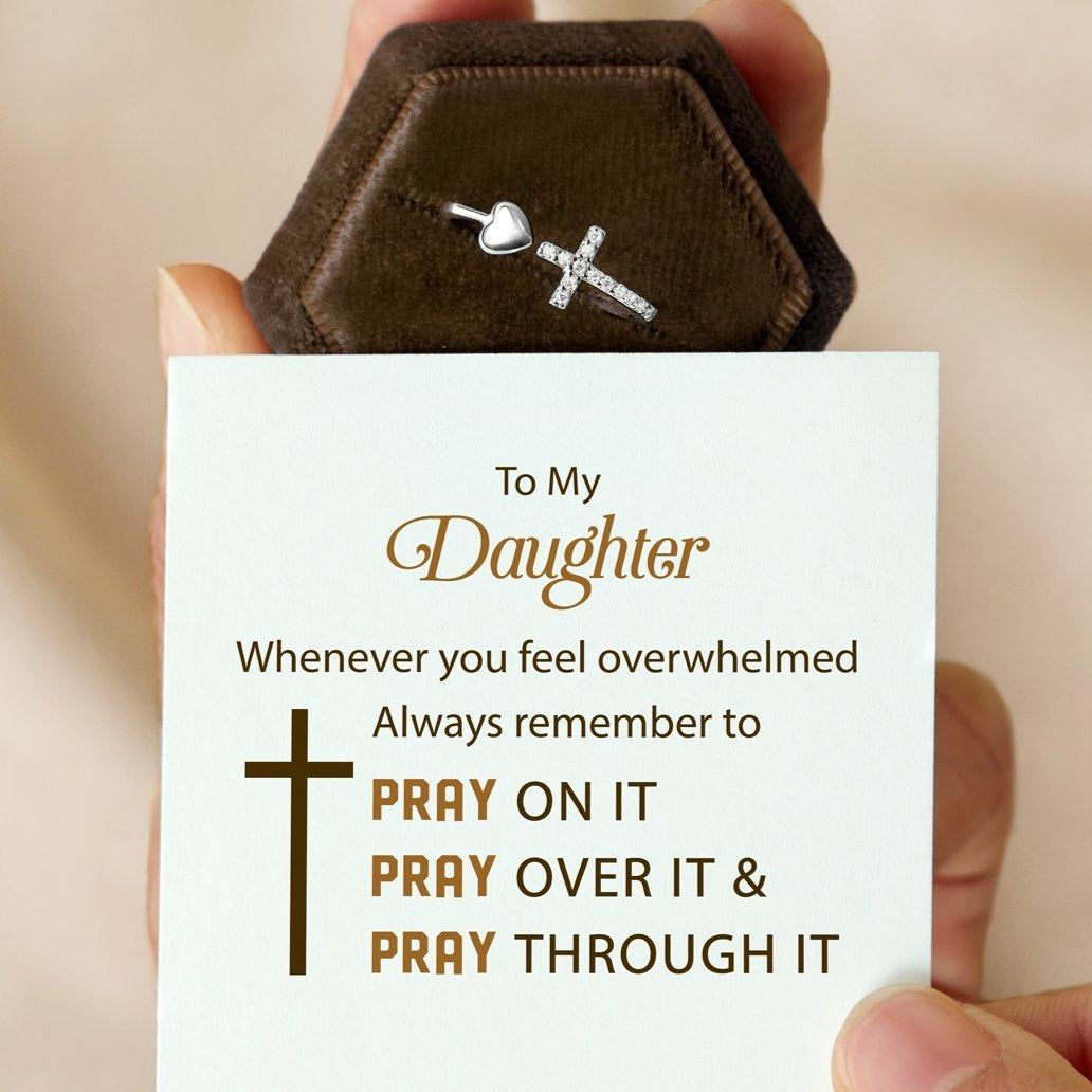 Sterling Silver Adjustable Cross Christian Religion Ladies Men Rings-xinru
