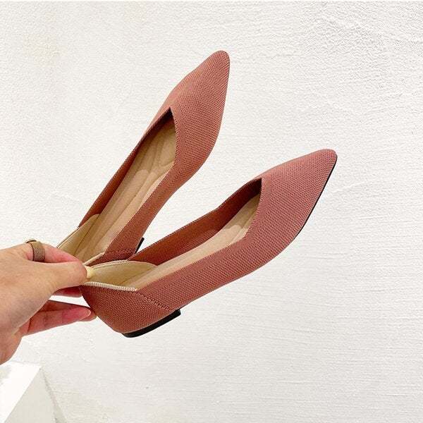Fashion Knitted Pointed Shoes Flat Bottom Comfortable Plus Size-xinru