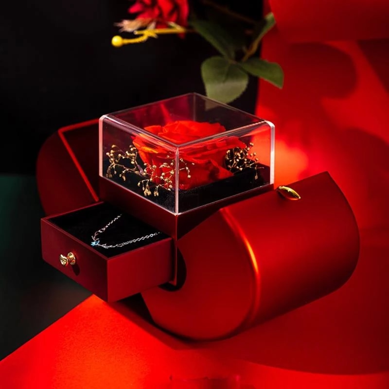 Mother's Day Gift Wedding Ring Box Rose Flower  Box Necklace-xinru