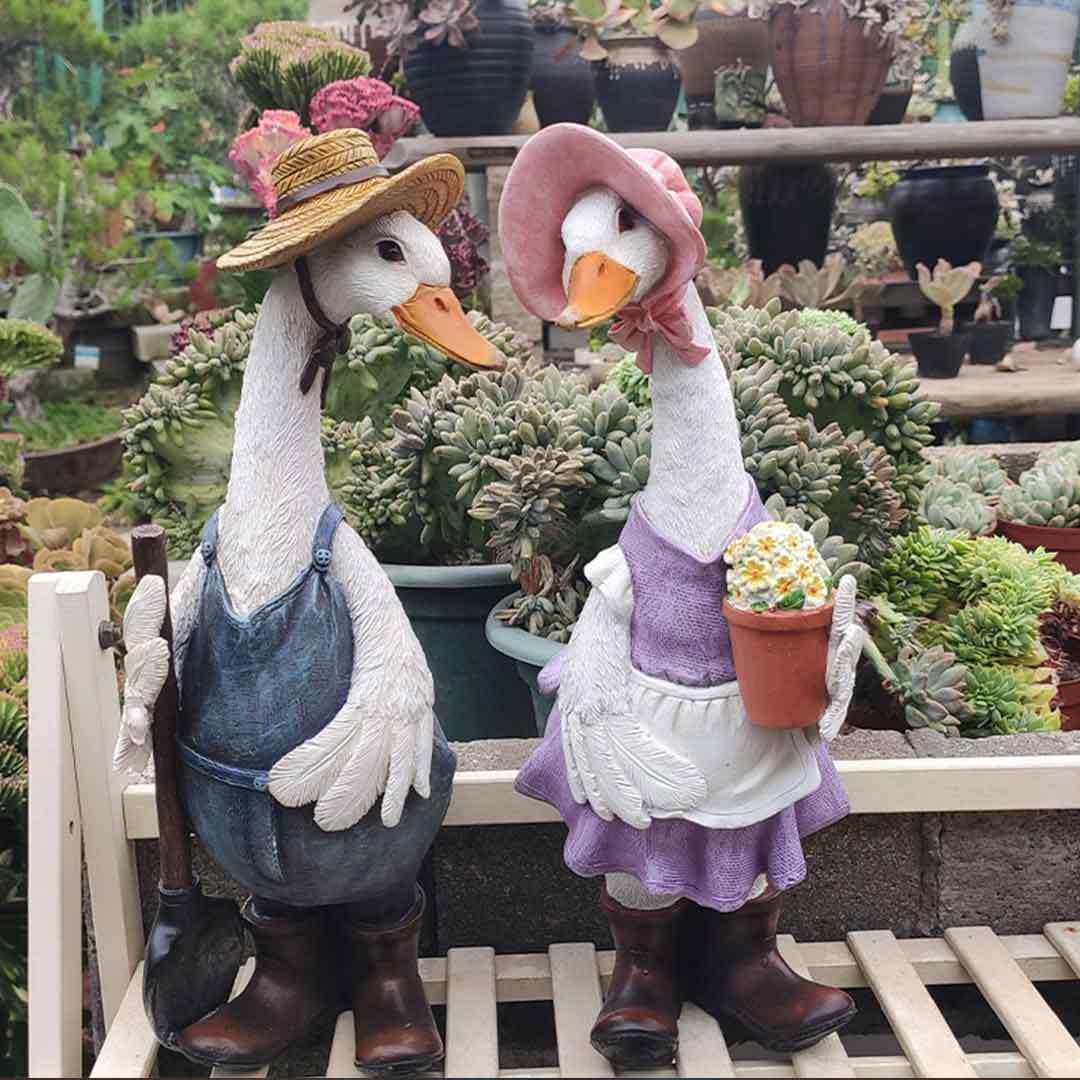 Garden Decorations Cute Resin Duck Outdoor Statue Simulation Ornaments-xinru