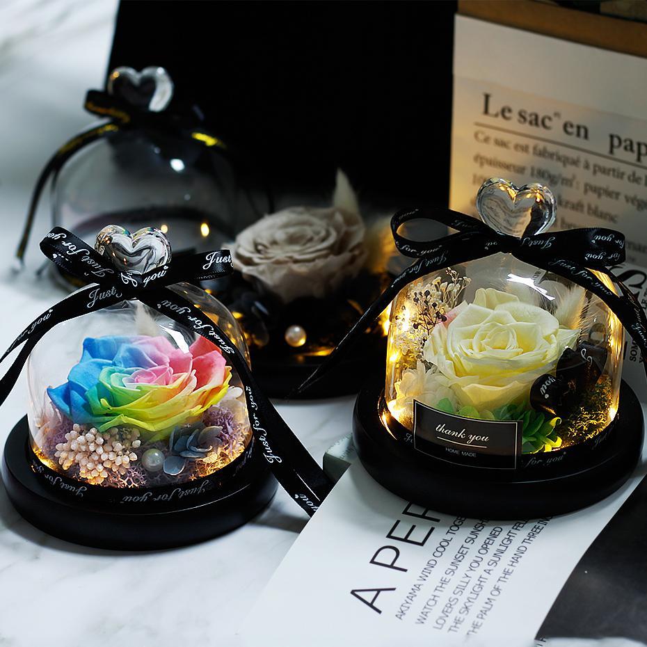 Mother's Day Gift Immortal Enchanted Rose Glass Heart Dome-xinru