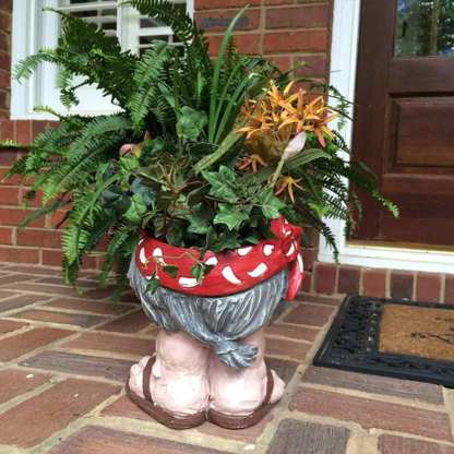 Muggly Hippie "Jerry" and Flower Child "Janice" Painted Face Humorous Planter-xinru