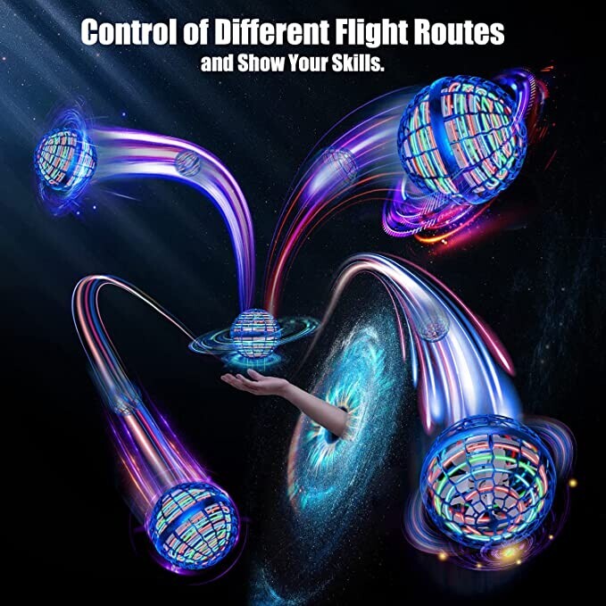 Mini Flying Ball Flying Gyro 360鎺?Rotating Rotating LED Light Toy-xinru