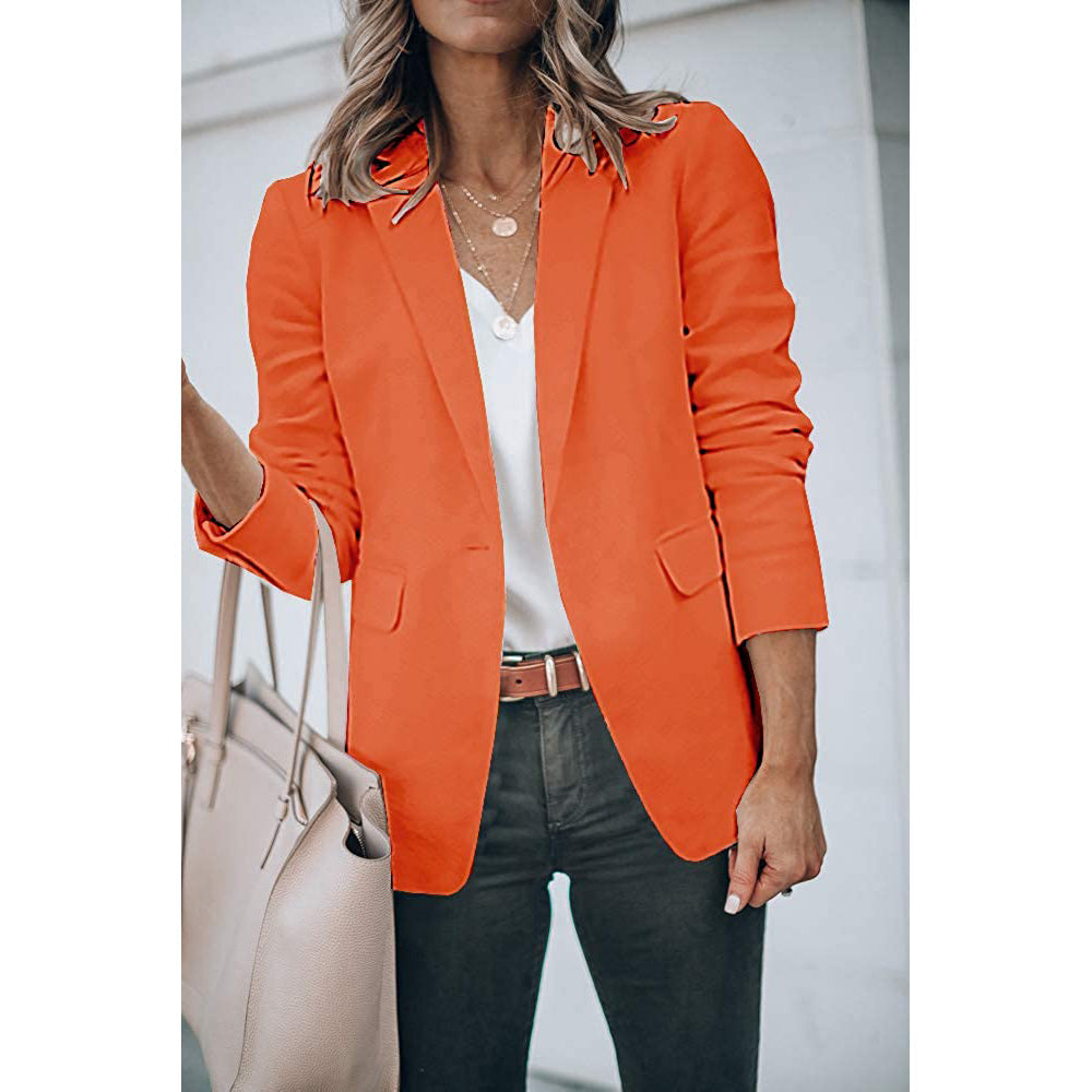 Ladies Casual Office Cardigan Long Sleeve Blazer-xinru
