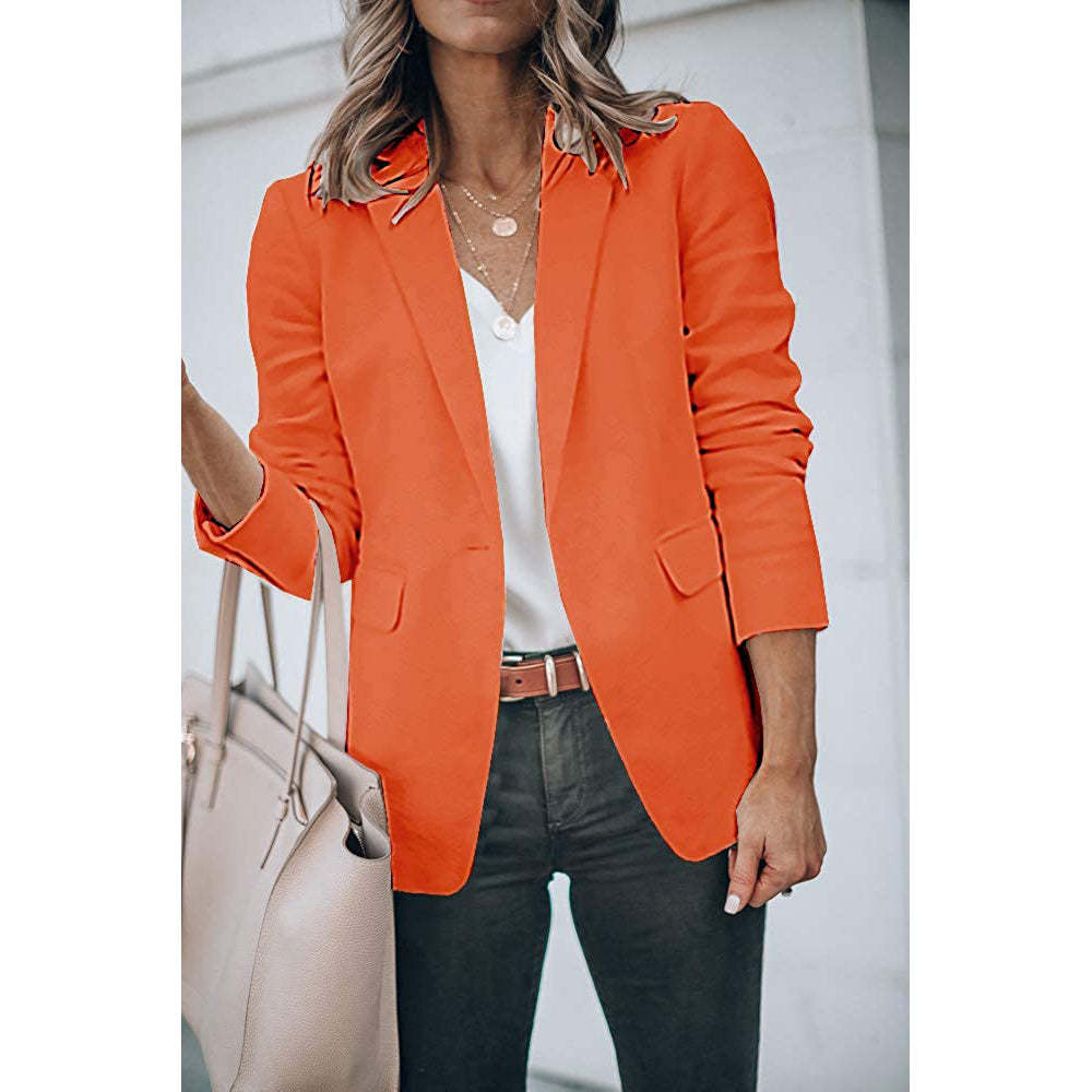 Ladies Casual Office Cardigan Long Sleeve Blazer-xinru