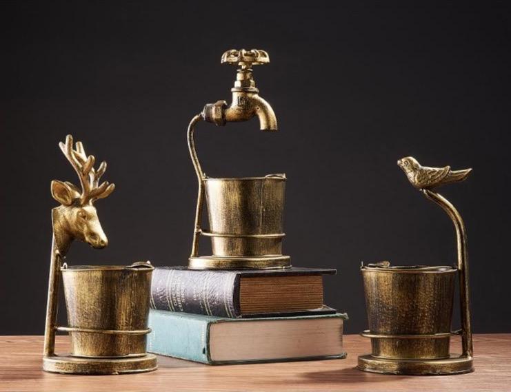 Retro Iron Ashtray Faucet Deer Bird-xinru shop