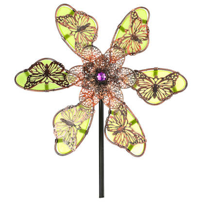 Metal Luminous Butterfly Flowers Windmill Stake-xinru