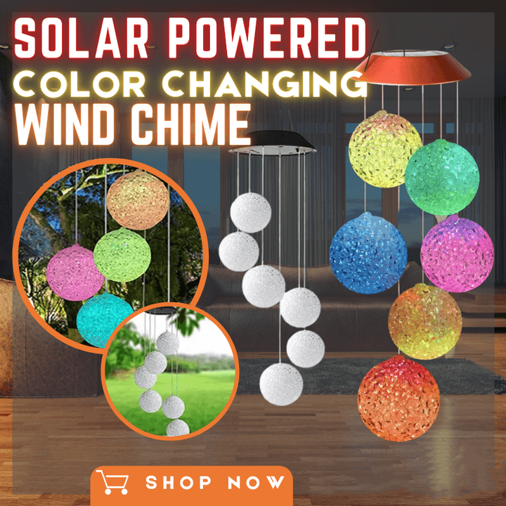 Solar Powered Color Changing Crystal Ball Wind Chime-xinru