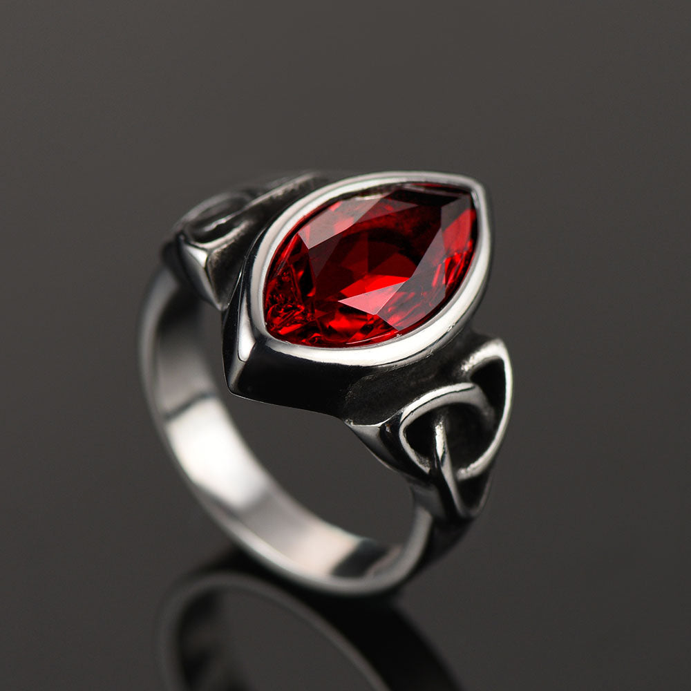 Stainless Steel Celtic Knot Ruby Crystal Ring For Men-xinru