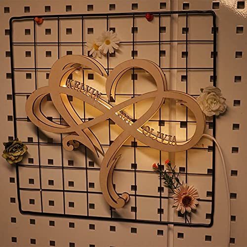 Mother's Day Gift Personalized Decor LED Wooden Engraved Name Wall Night Light-xinru