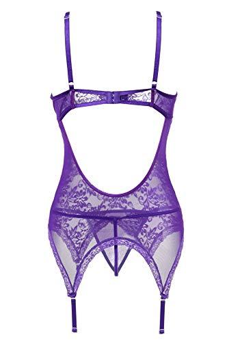 Anyou Womens Lingerie Stretchy Lace Teddy Plus Size Bodysuit Chemise Nightwear with Stockings Size S-XXXXL-xinru shop