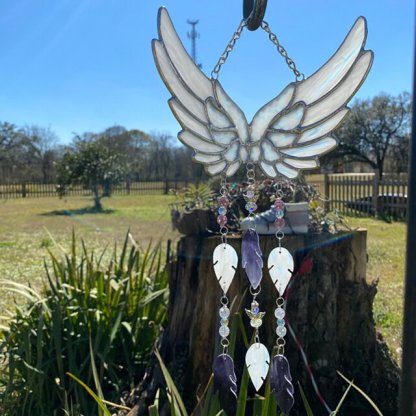 Angel Wings Wind Chime Patio Garden  Suncatcher Hanging Decor-xinru