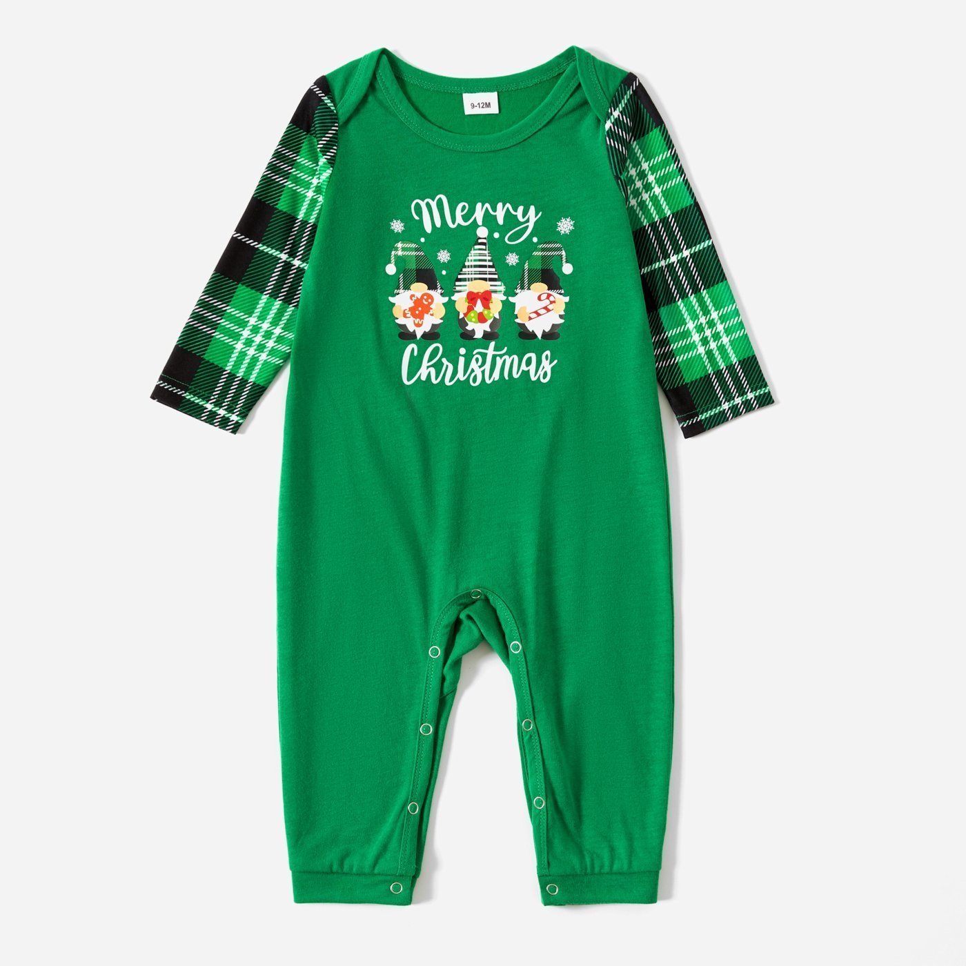 Plus Size Christmas Gnomes and Letter Print Green Family Matching Long-sleeve Pajamas Sets-xinru shop