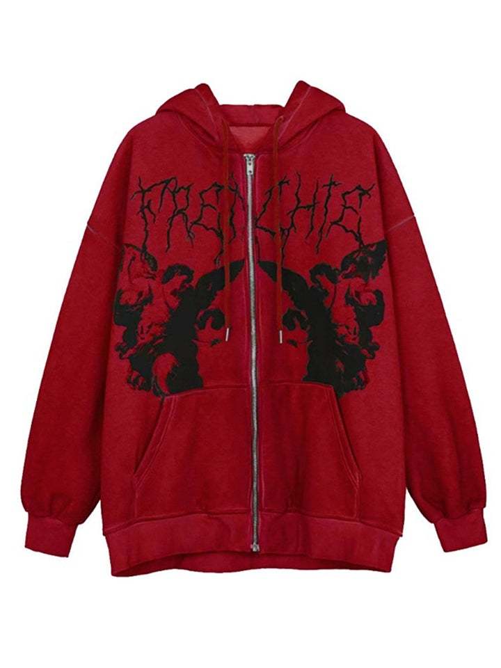 Women Stylish Loose Grunge Jacket Hoodie Pastel Goth Clothing-xinru