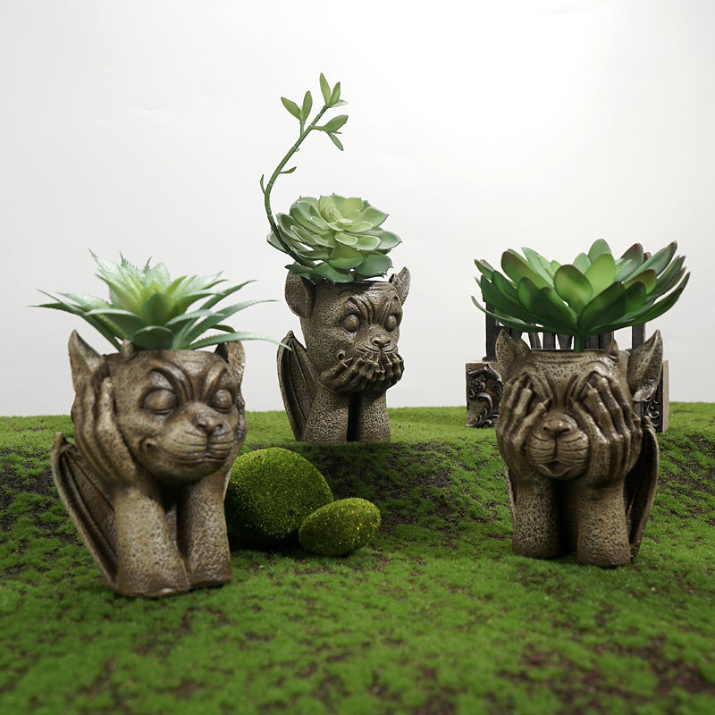 3 Styles Funny Resin Garden Plant Pot-xinru