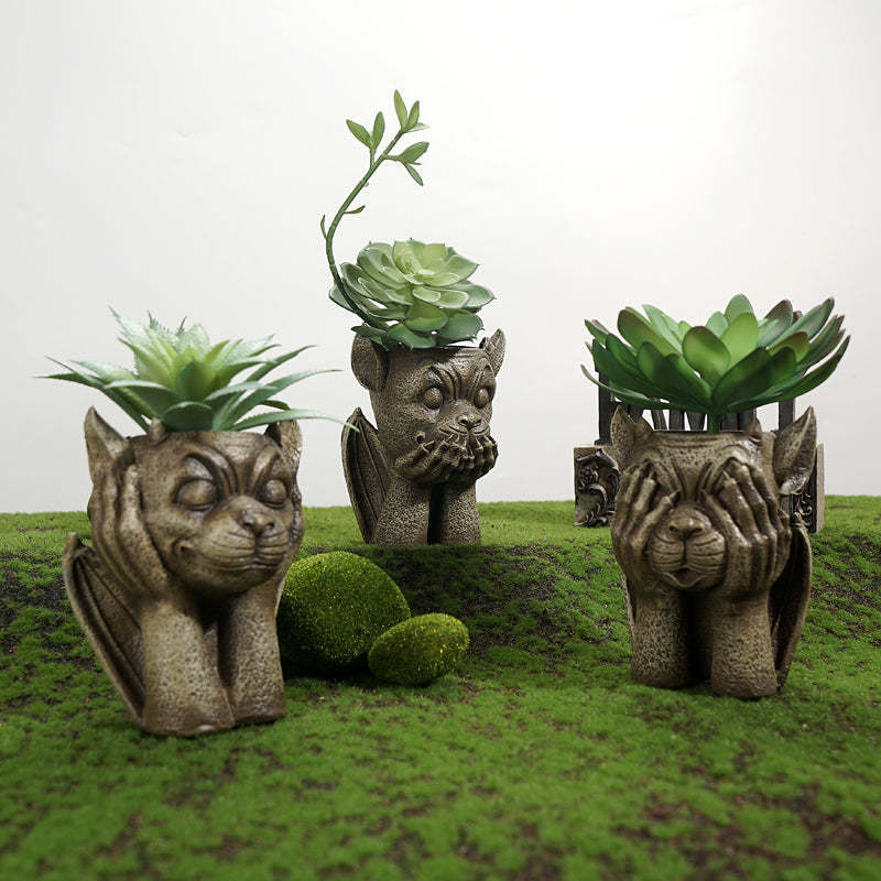 3 Styles Funny Resin Garden Plant Pot-xinru