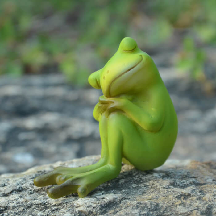 Cute Rural Cartoon Frog Resin Figurine Garden Ornament-xinru