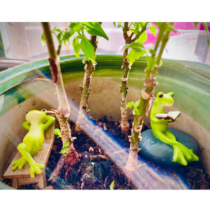 Cute Rural Cartoon Frog Resin Figurine Garden Ornament-xinru