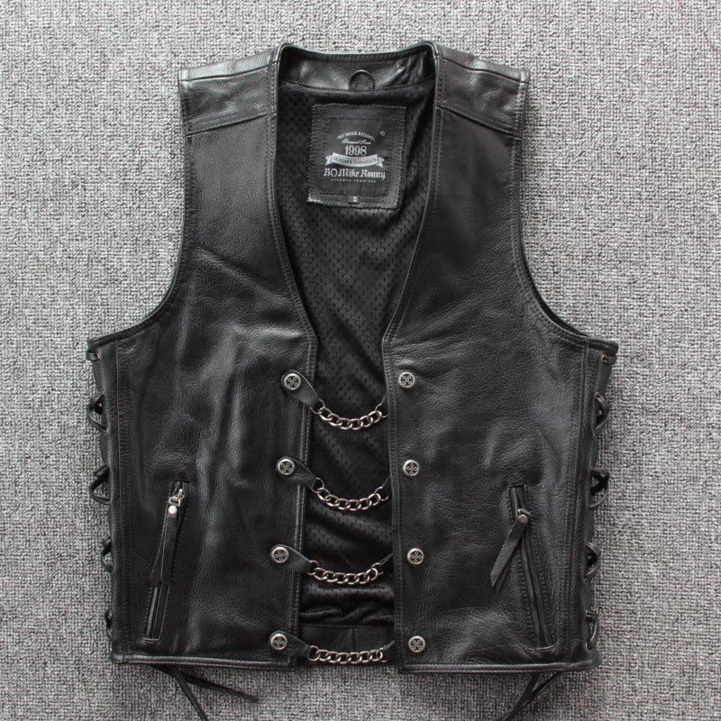Motorcycle Chain Leather Vest-xinru shop