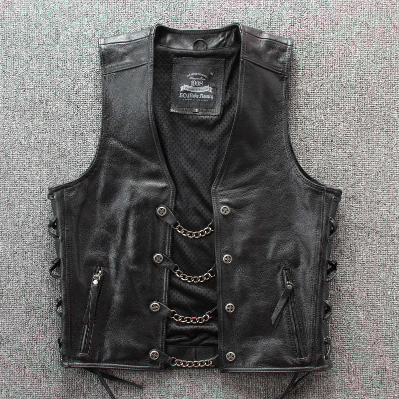 Motorcycle Chain Leather Vest-xinru shop