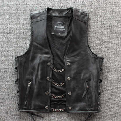 Motorcycle Chain Leather Vest-xinru shop