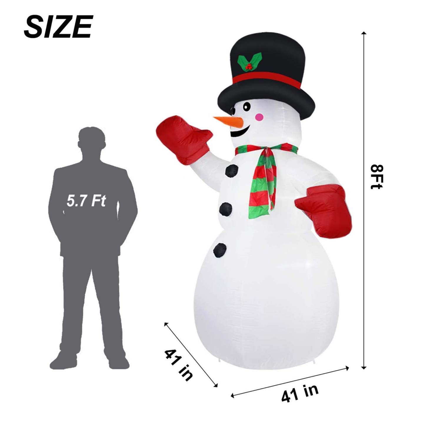 8FT Christmas Snowman Decorations Built-in LED Light-xinru shop