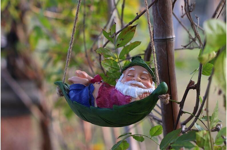 Funny Garden Gnomes Outdoor Hanging Statue Hammock Gnome-xinru