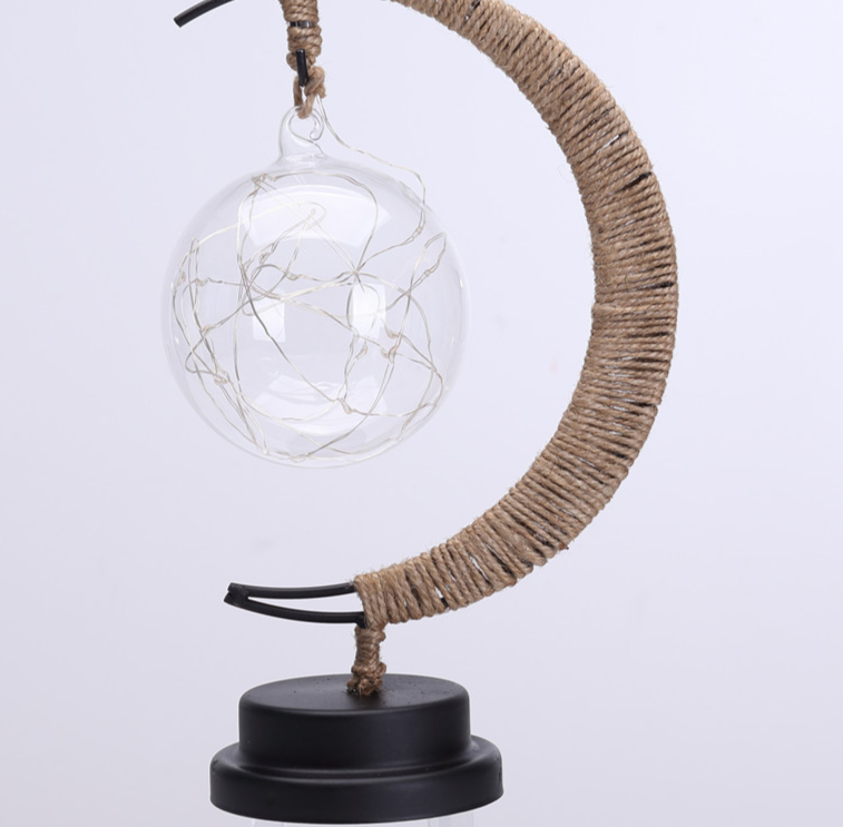 LED Moon Rattan Ball Light Line Rattan Handmade Hemp Rope Iron Night Light-xinru