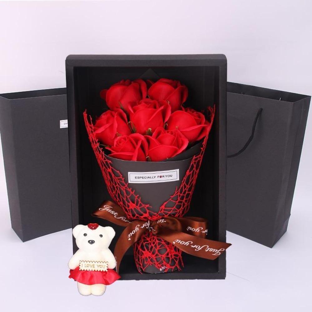 Rose Teddy Bear Bouquet Enchanted Soap Flower-xinru
