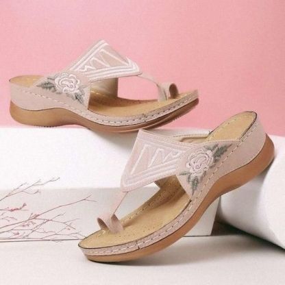Flower Embroidered Flip Flop Orthopedic Arch-Support Sandals-xinru shop