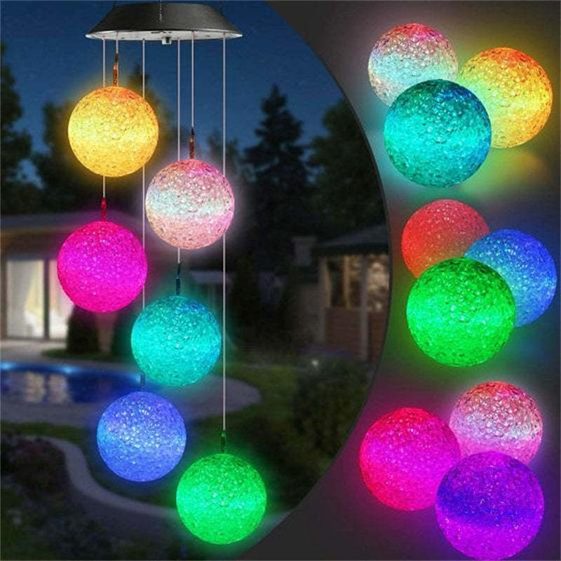 Solar Powered Color Changing Crystal Ball Wind Chime-xinru