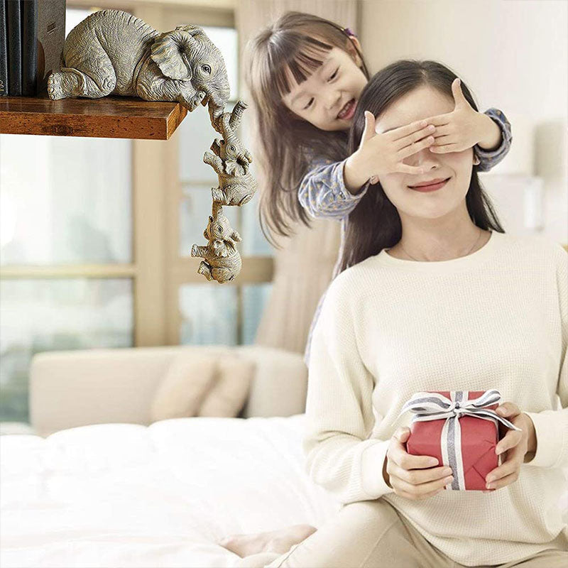 3Pcs Resin Elephant Sitter Figurines Wealth Figurine Hanging Off The Edge of Shelf Table Home Decoration-xinru shop