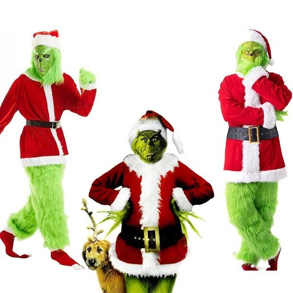 Adult Santa Grinch Costume Outfit For Christmas, Faux Fur.-xinru shop