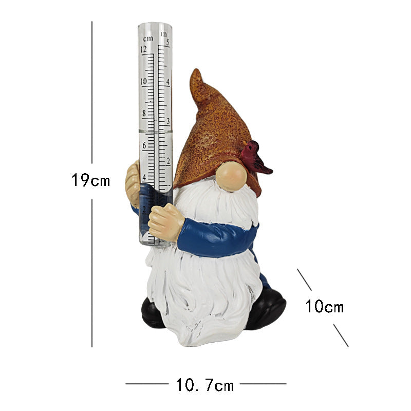 Resin Gnome Garden Statue with a Plastic Rain Gauge-xinru