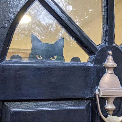 Black Cat Sculpture Gifts Lawn Ornament Metal Peeping Cat Cats Yard Sculpture-xinru