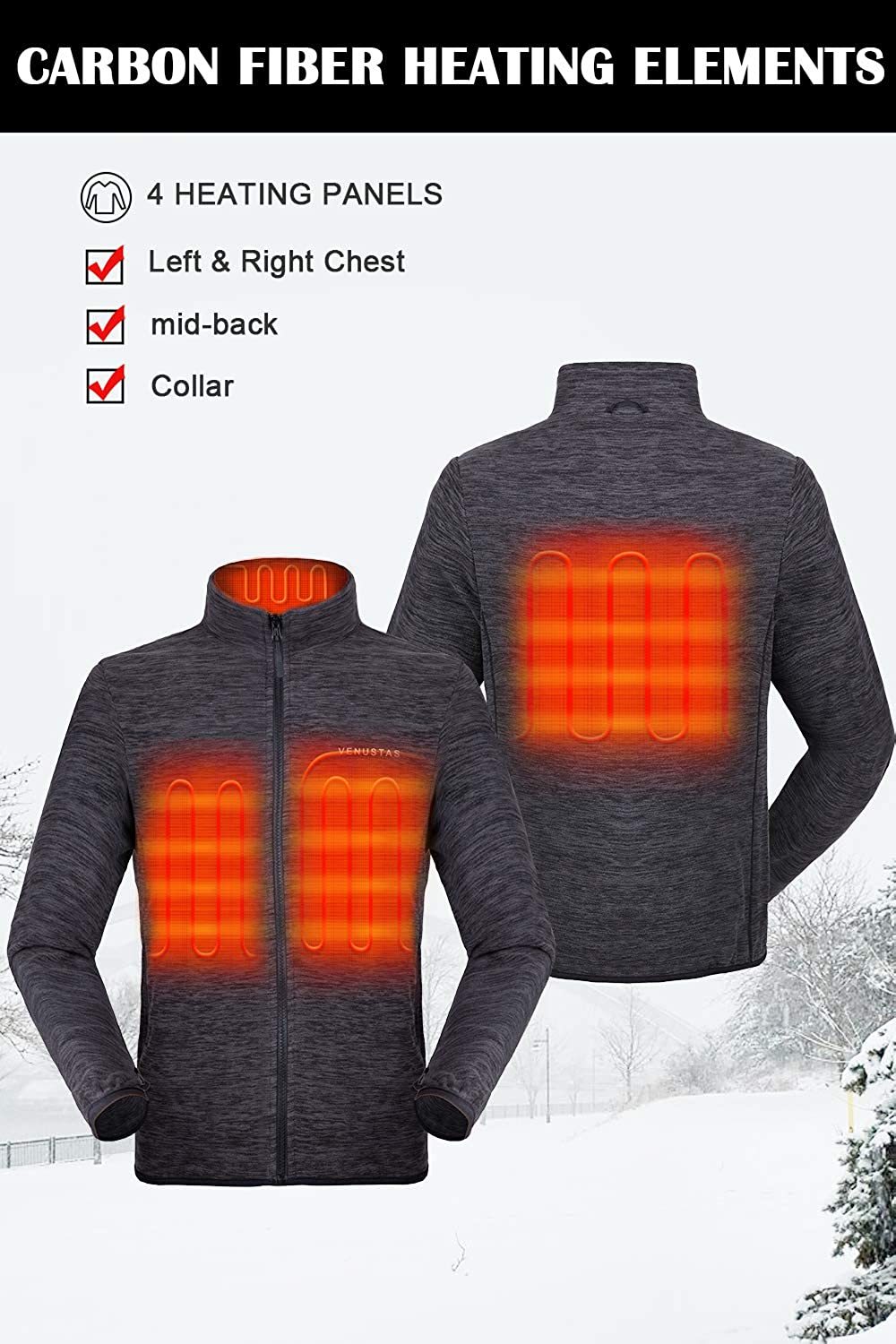Men's 3-in-1 Heated Jacket with Battery Pack 5V-xinru shop