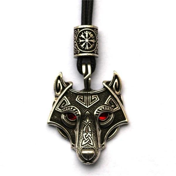 Men's Stainless Steel Norse Viking Wolf Pendant Necklace-xinru