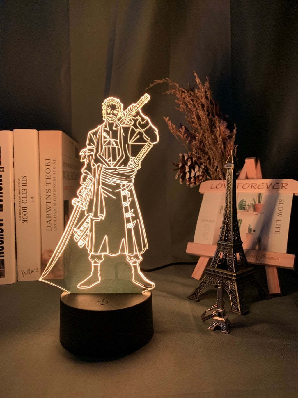 One Piece Straw Hat Pirate's Roronoa Zoro LED Night Light Bedroom Decor-xinru