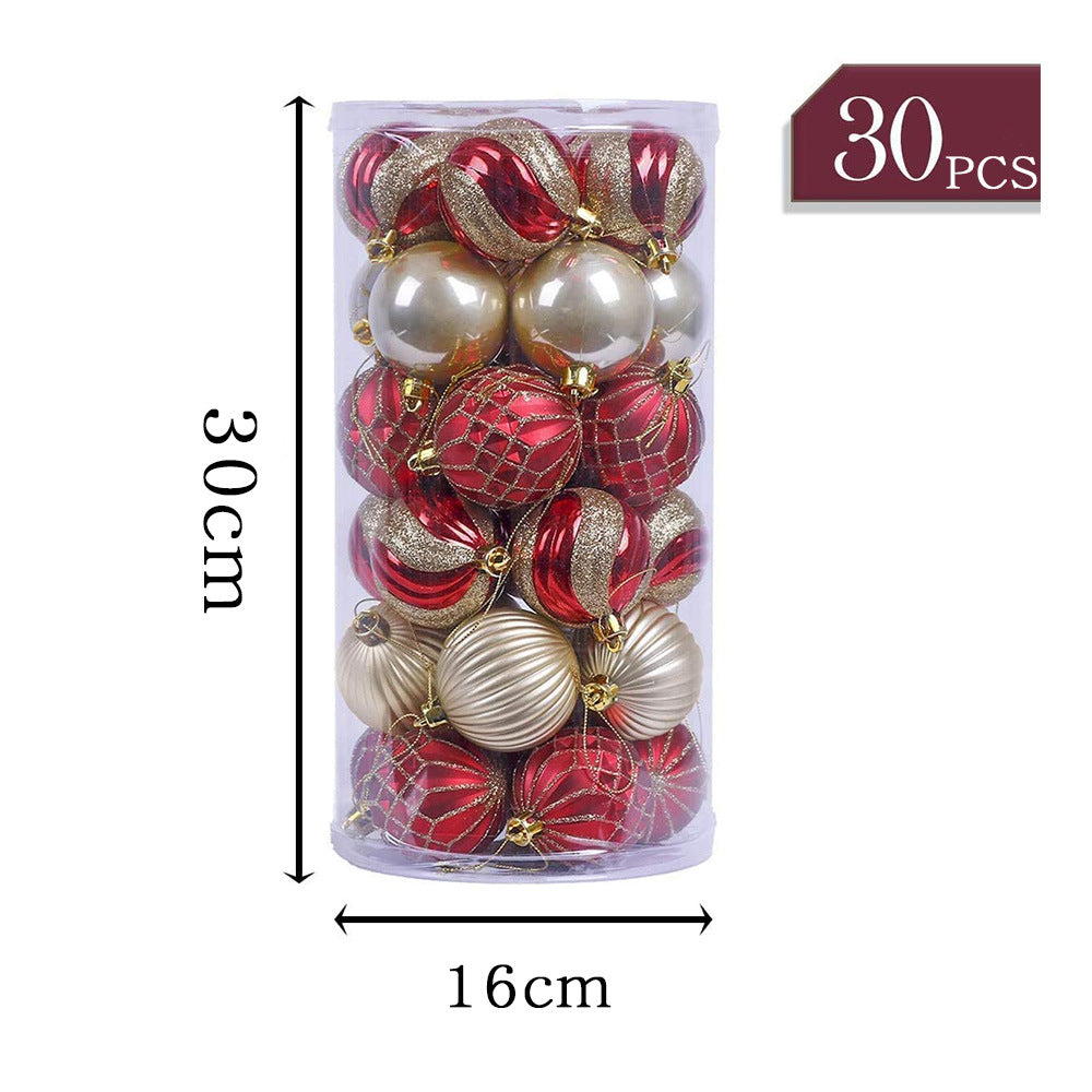 Red And Gold Christmas Tree Baubles Christmas Ball Ornaments, Set of 30-xinru shop
