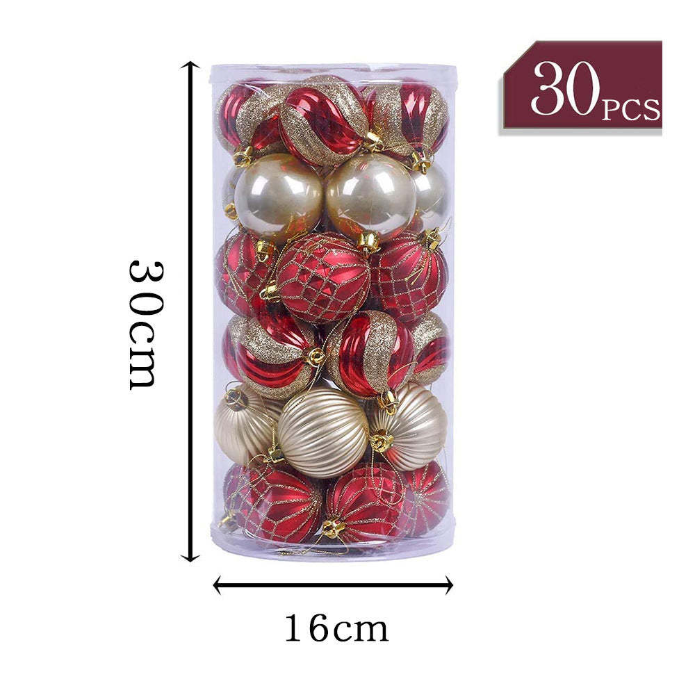 Red And Gold Christmas Tree Baubles Christmas Ball Ornaments, Set of 30-xinru shop