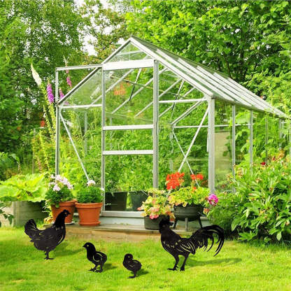 4 Pcs Garden Metal Chicken Yard Stakes Hollow Waterproof Acrylic-xinru