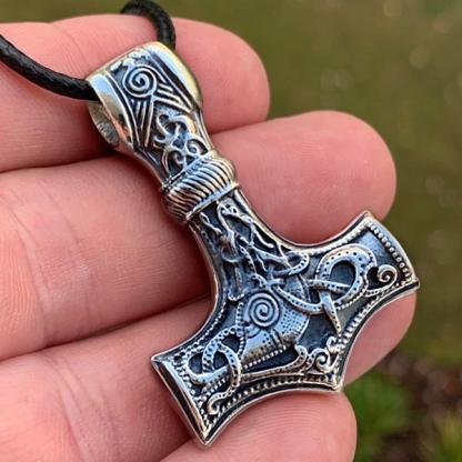 Solid Back Mjolnir - Sterling Silver or Gold-xinru shop