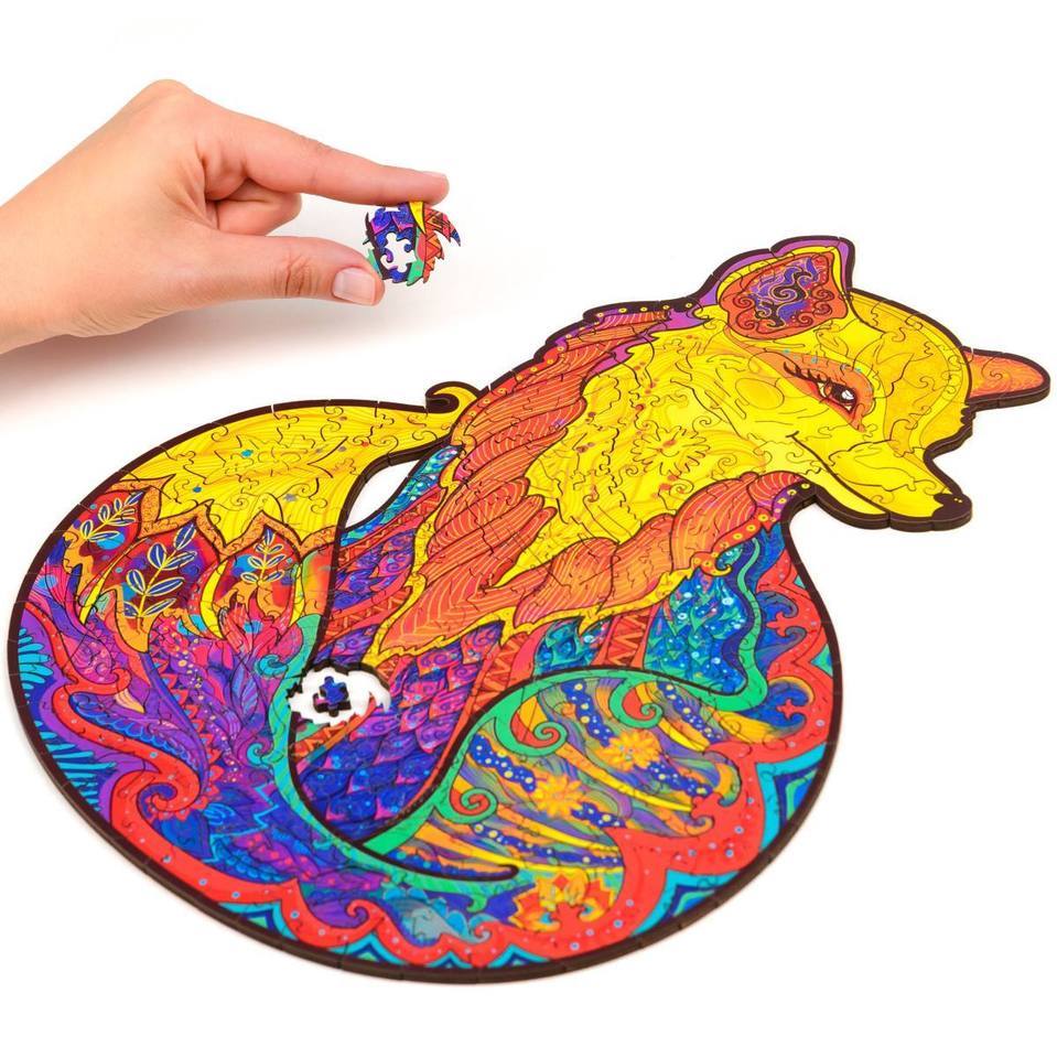 Unique Alluring Fox Wooden Puzzle Jigsaw With Box-xinru
