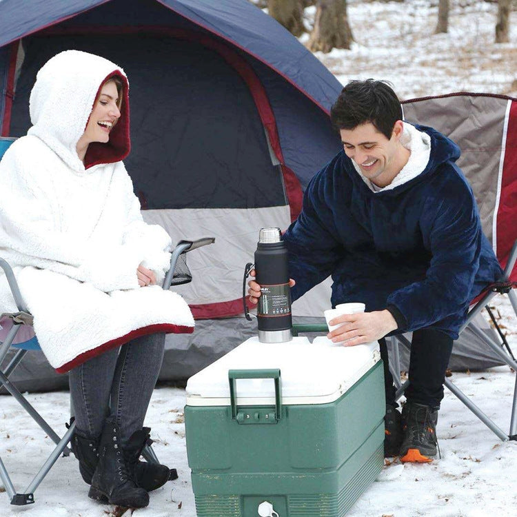 Oversized Microfiber And Sherpa Wearable Blanket Hoodie-xinru