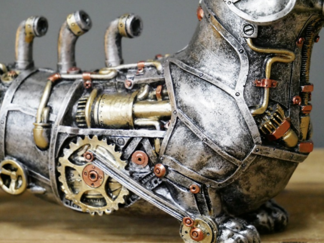 Resin Steampunk Animals Sculpture Industrial Sausage Dog Statue-xinru