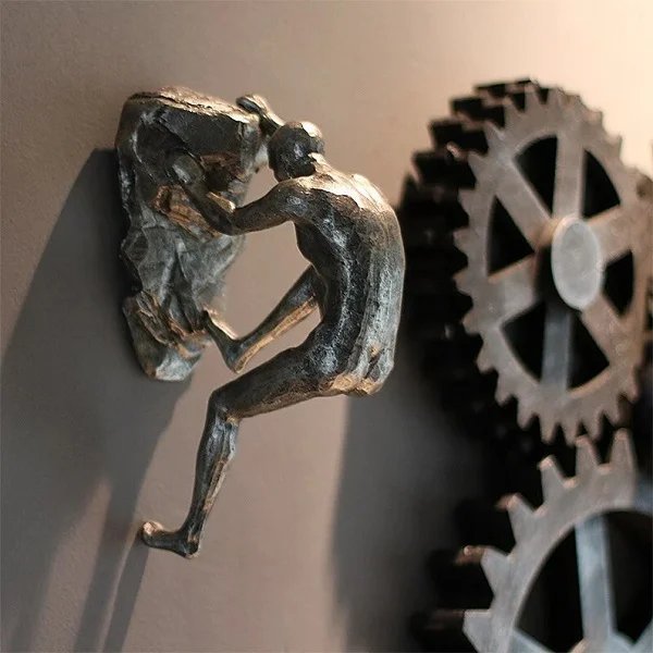Climbing Man Wall Art Sculpture Vintage Resin Creative Hanging-xinru
