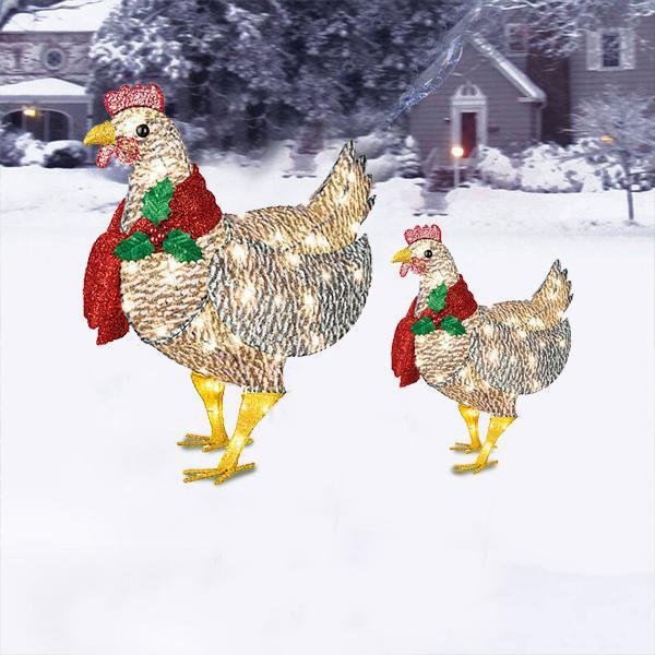 Light-Up Chicken with Scarf Christmas Holiday Decoration-xinru shop