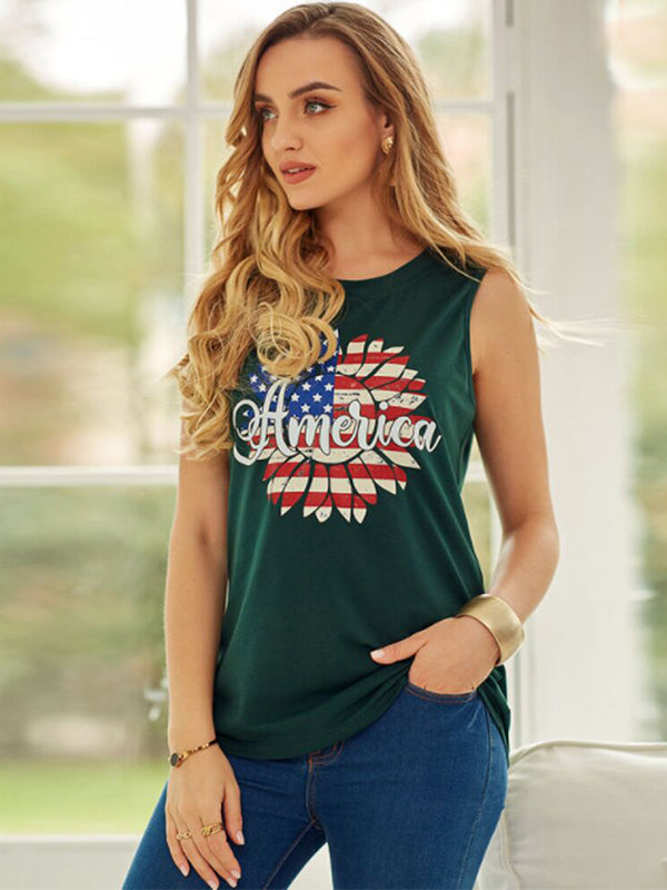 Independence Day Print Plus Size Crew Neck T-Shirt-xinru